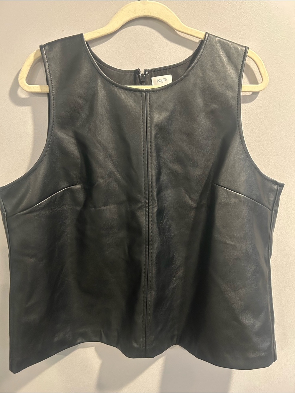 J. Crew Black Leather Sleeveless Shell Top